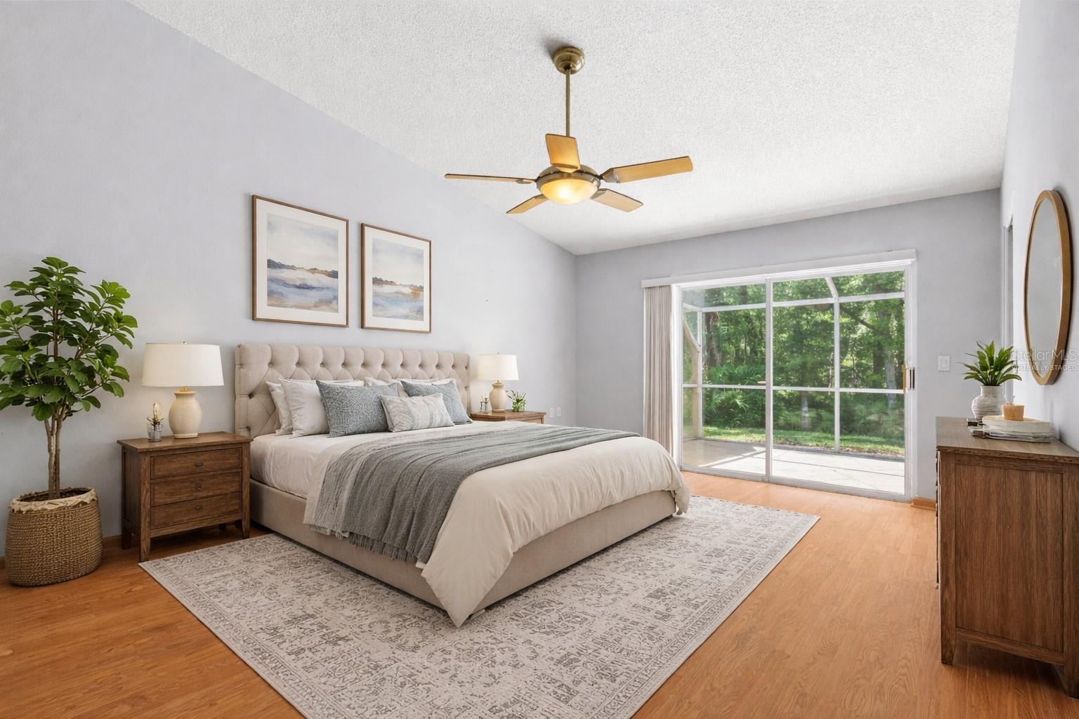 Virtually staged primary bedroom