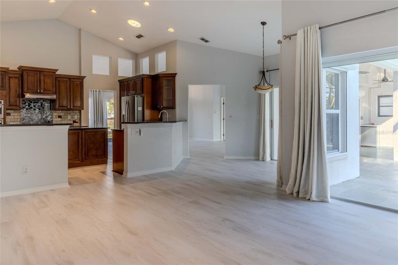 Family Room View to Kitchen and Dinette