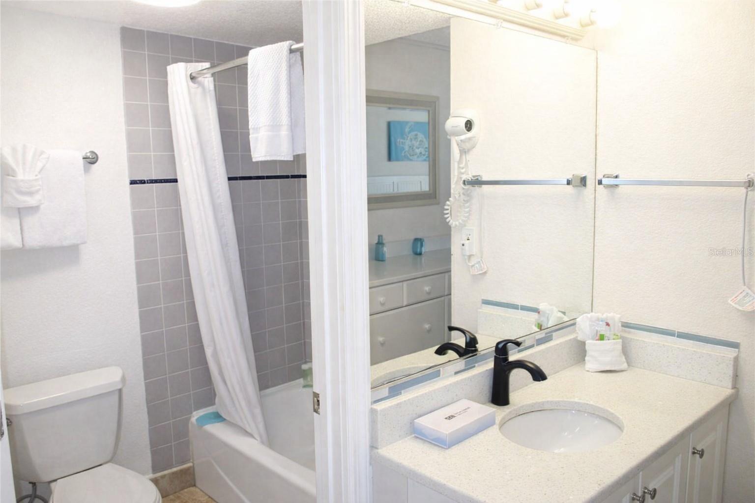 Nicely updated bath and vanity