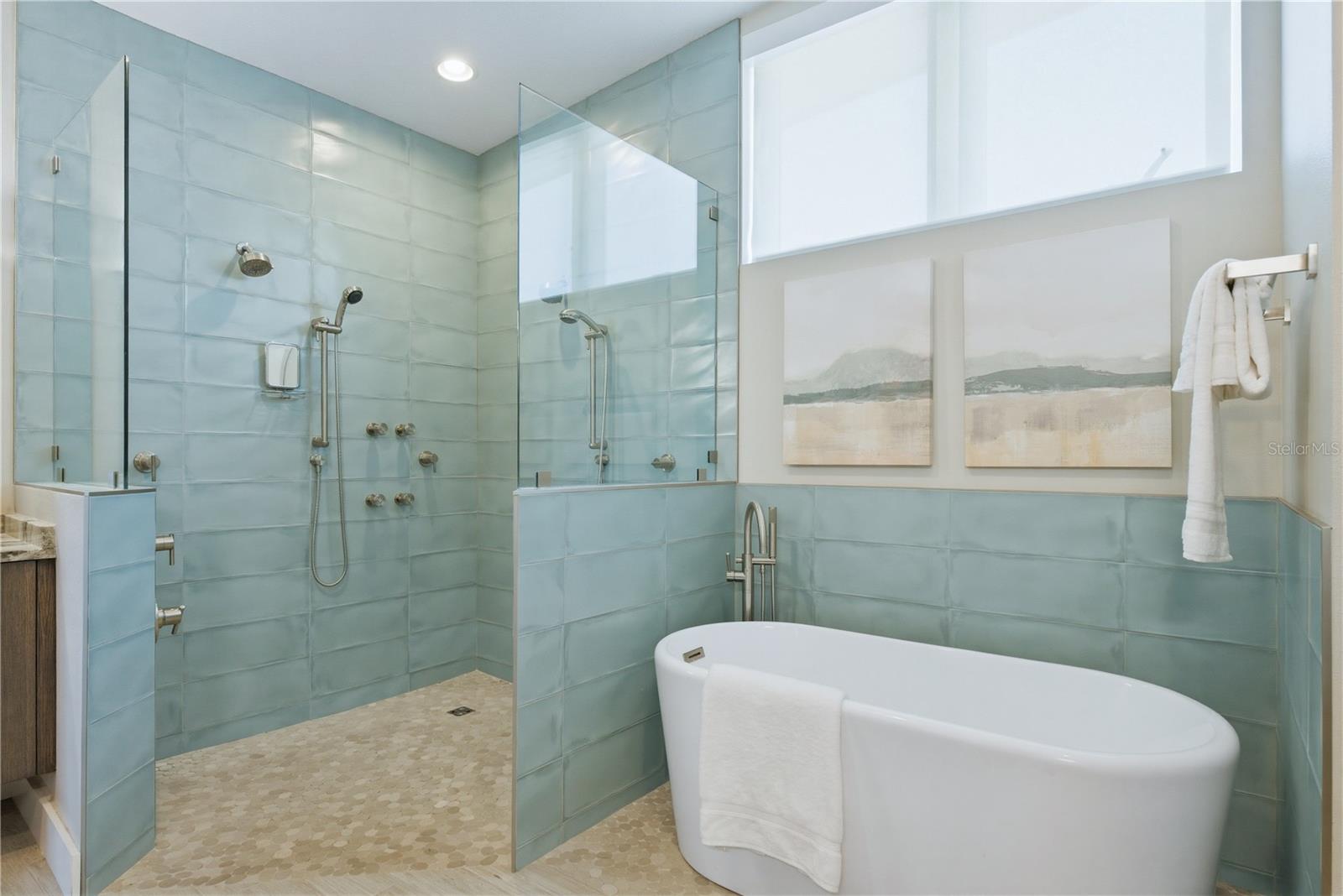 Primary Suite Shower and Soaker Tub
