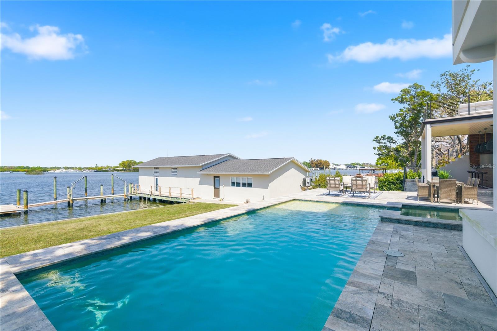 Pool Looking toward Boat anad Guest House