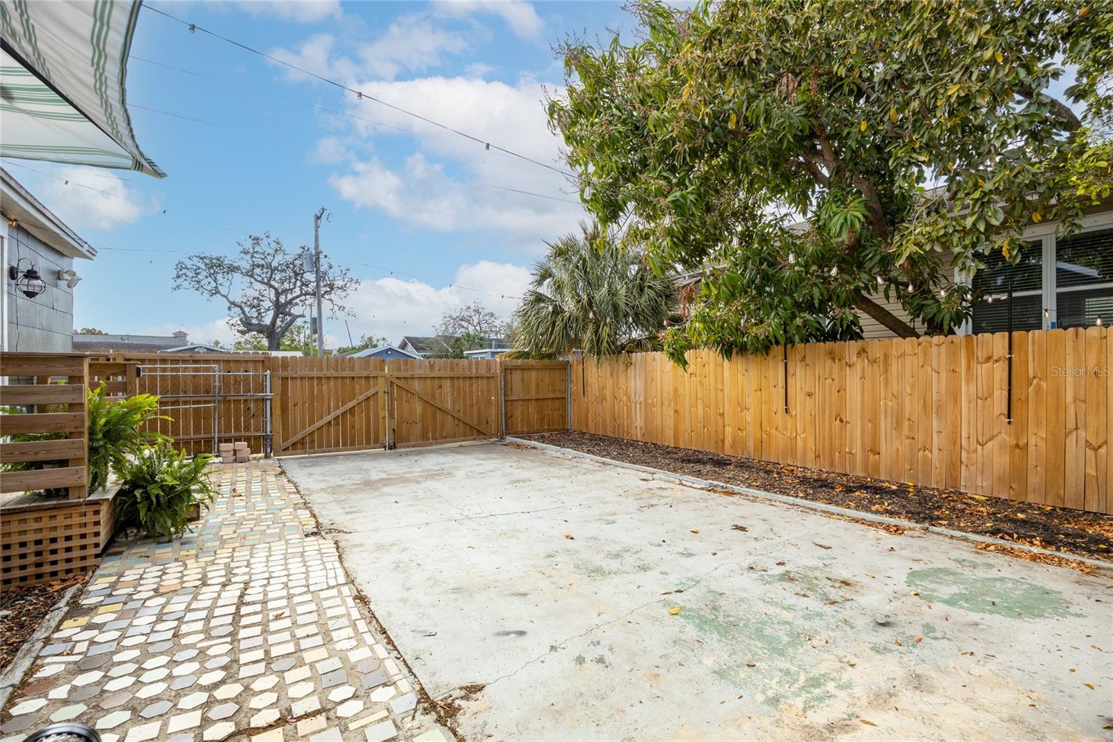 paved parking area for several cars