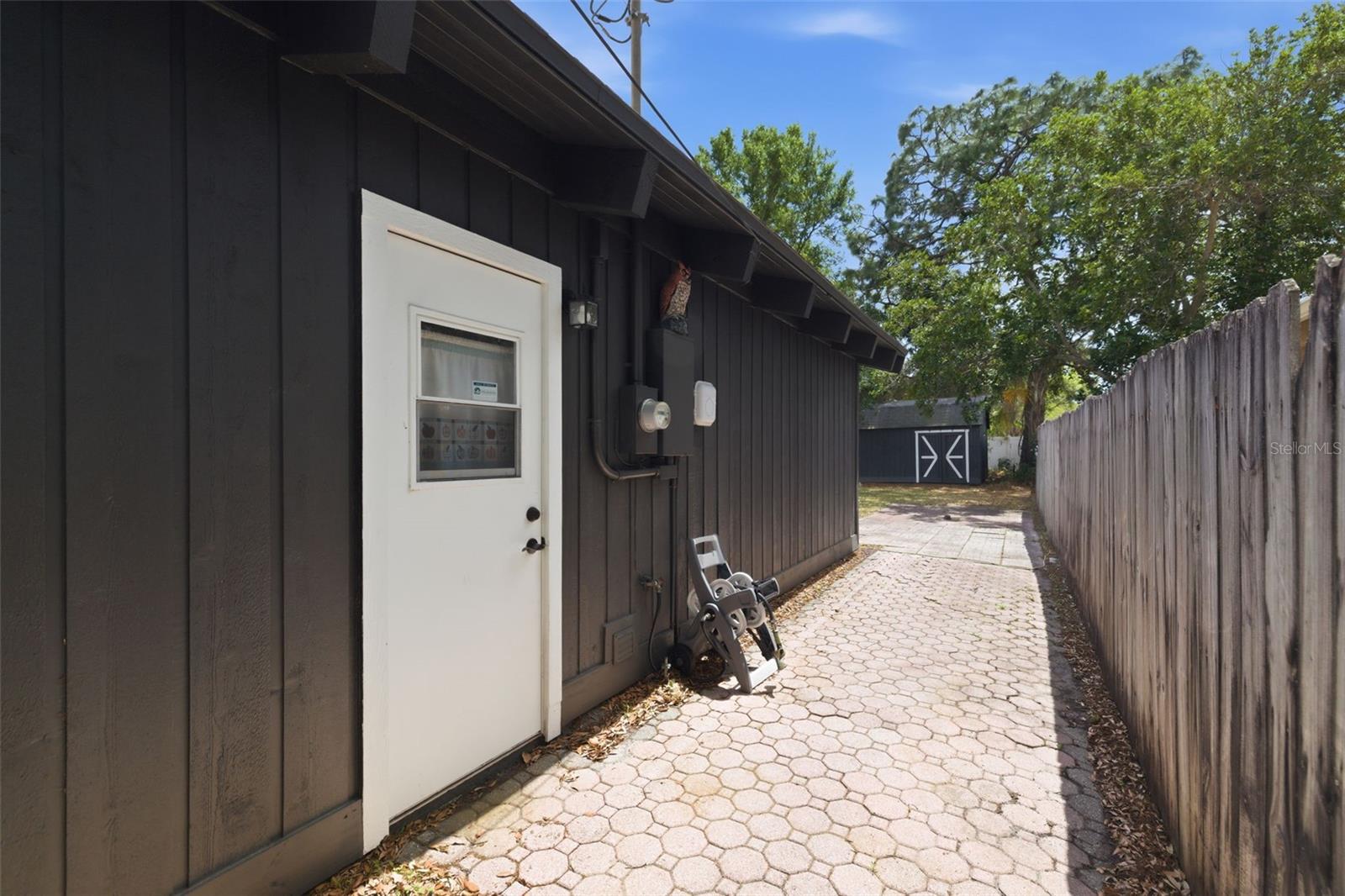 Garage door entry from side yard