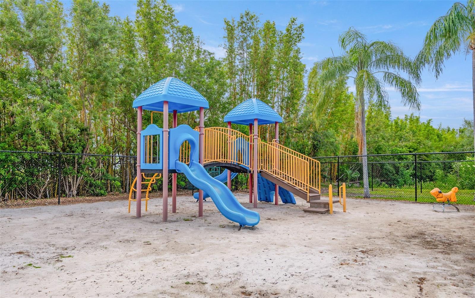 Fenced in playground.