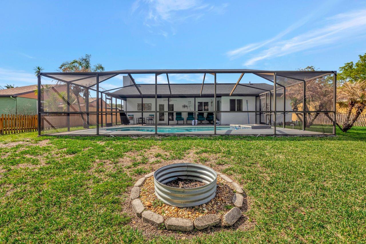 Fire pit in huge back yard