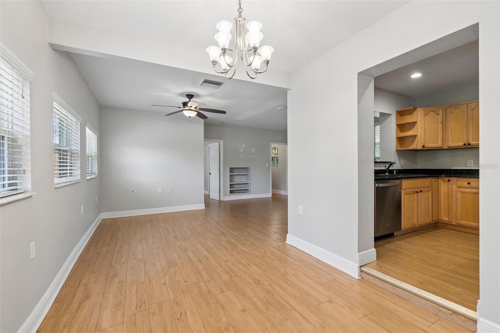 Dining room looking into the family room