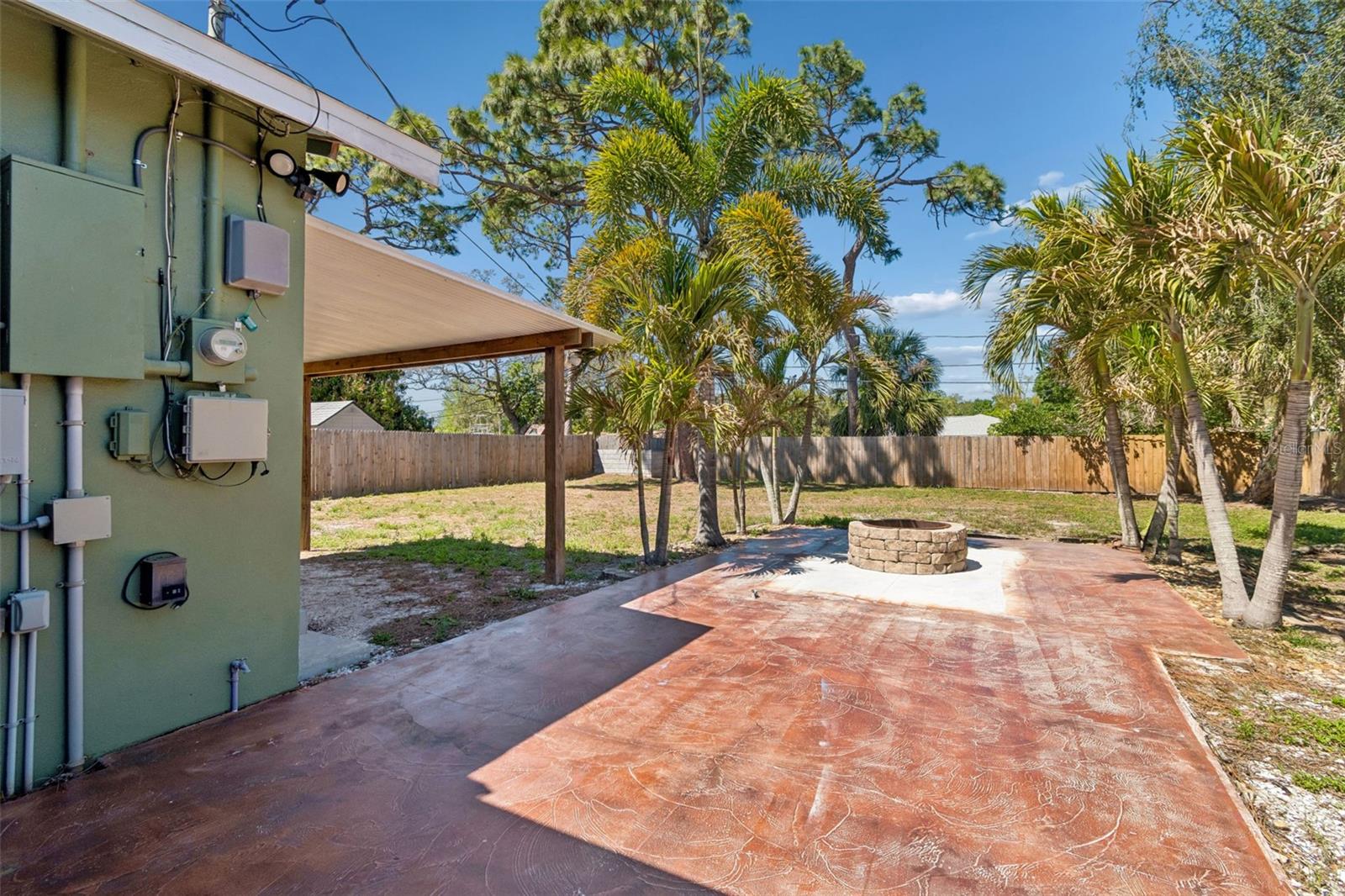 Backyard with firepit