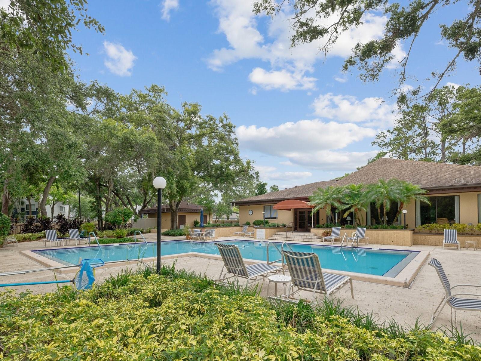 View of this tropical pool and landscaping from your balcony!
