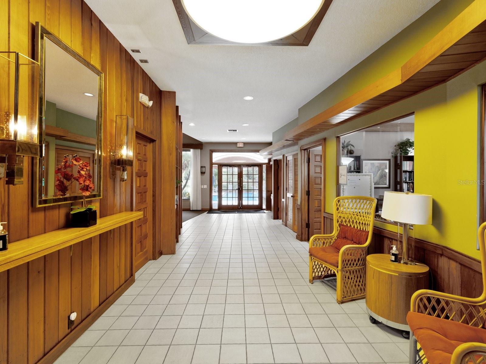 Lobby to Clubhouse looking toward pool and card room