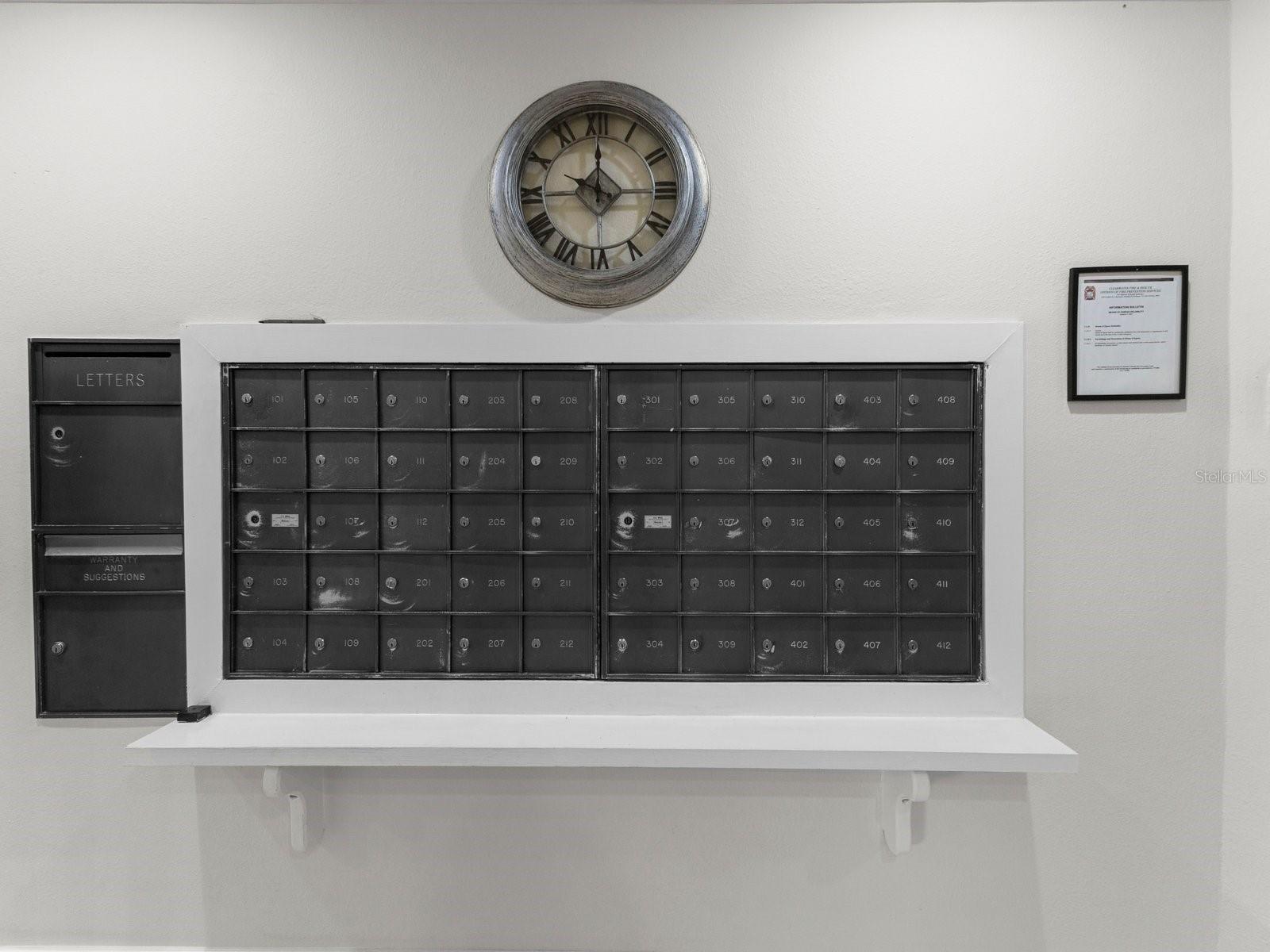 Mail center on lobby