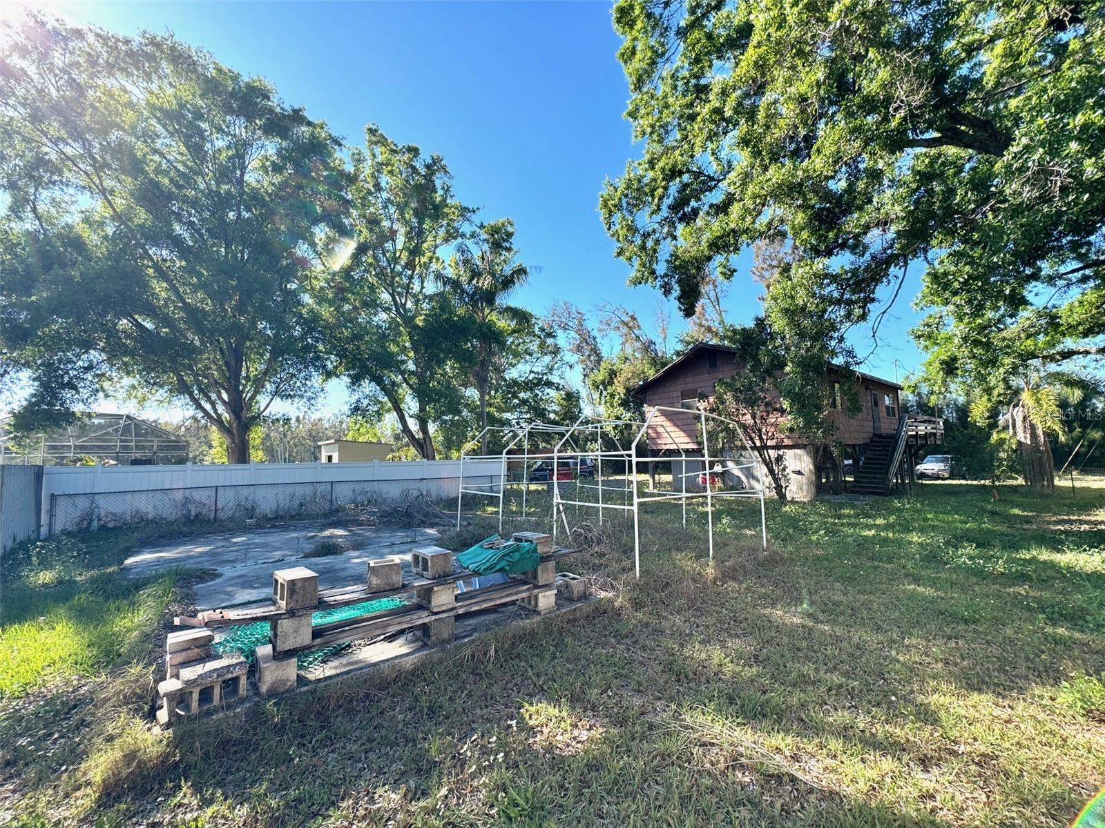 Concrete pad in back yard