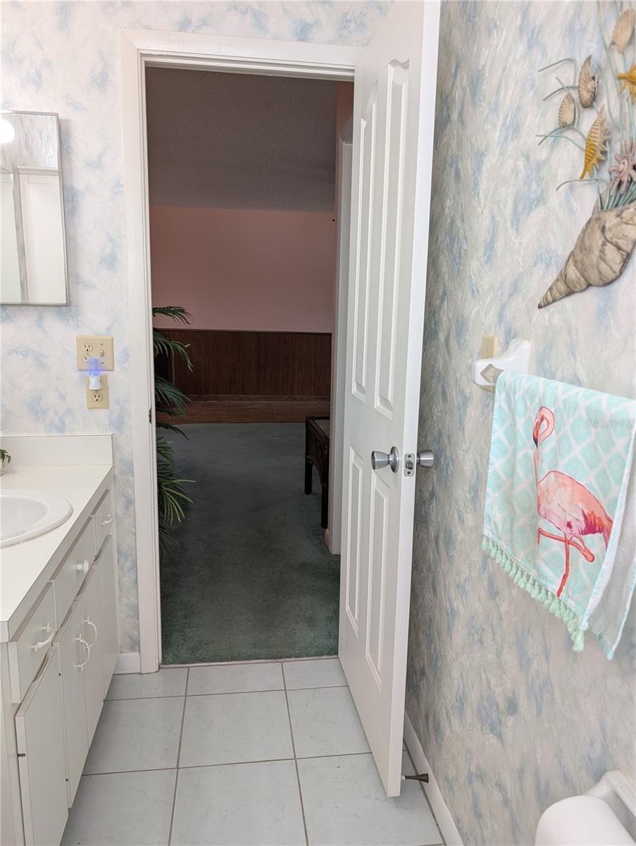 View from tub to living area.