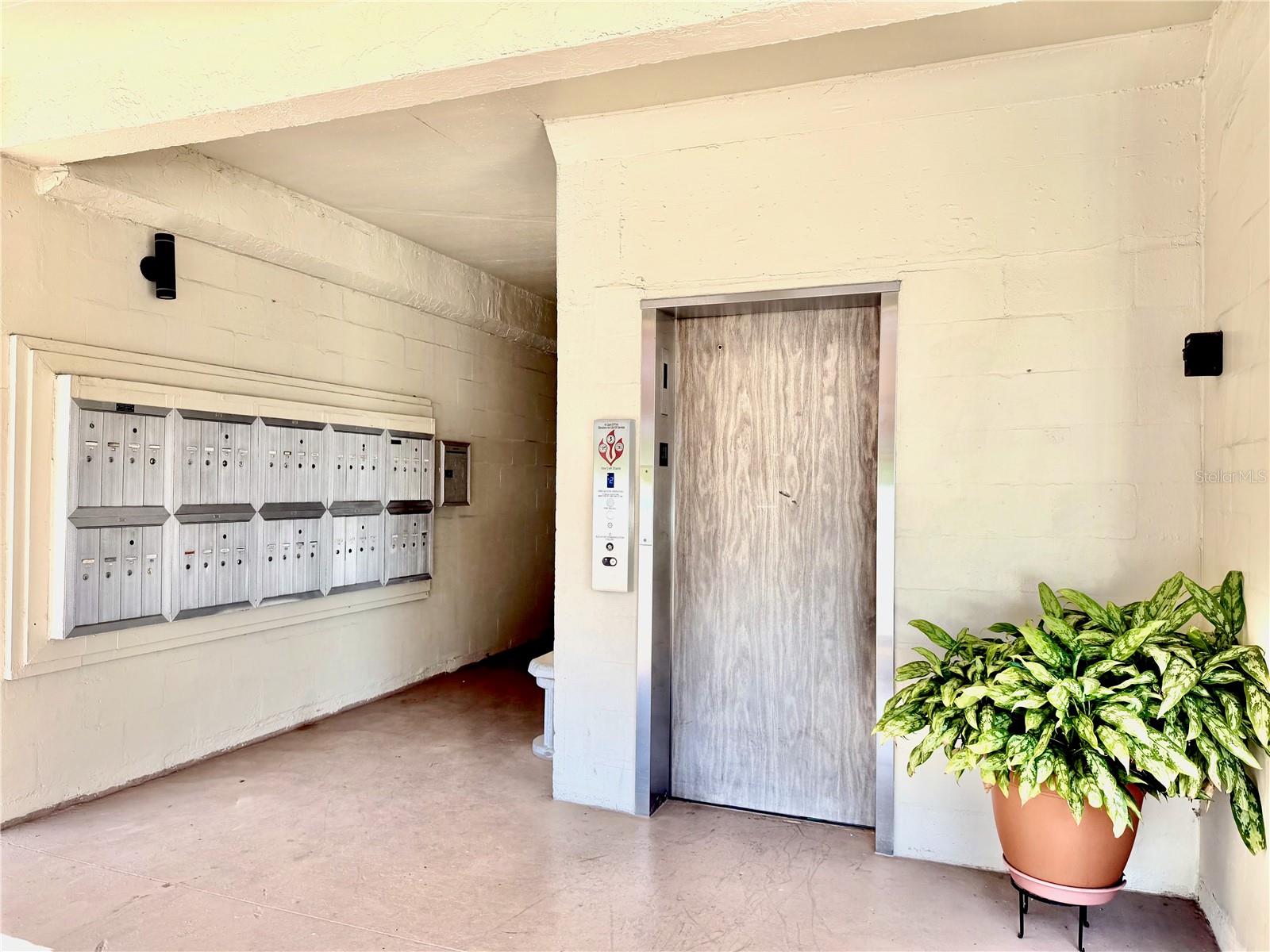Mailboxes & elevator.