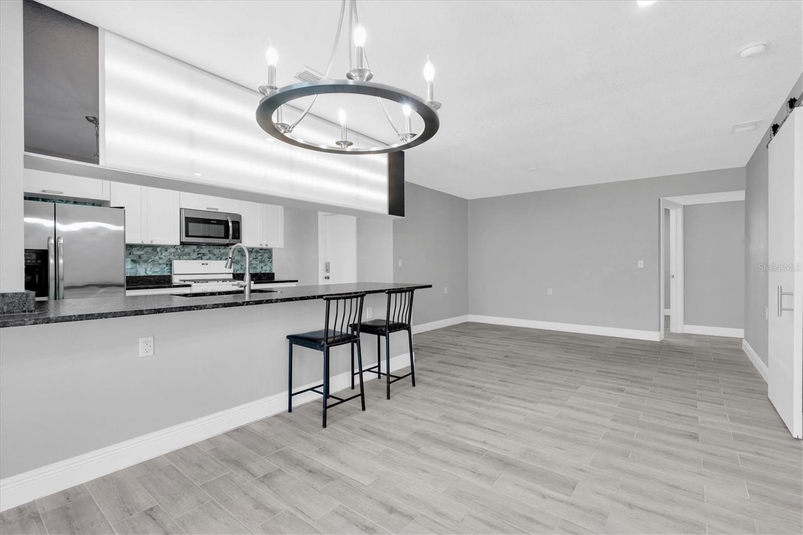 Bar seating in the kitchen