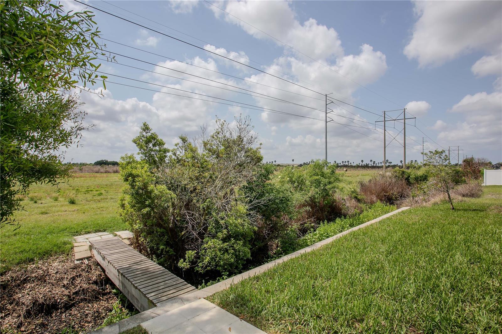 Back yard bridge leading to preserve.