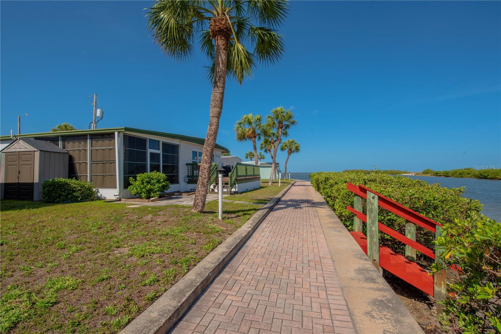 Paver pathway goes around the community.