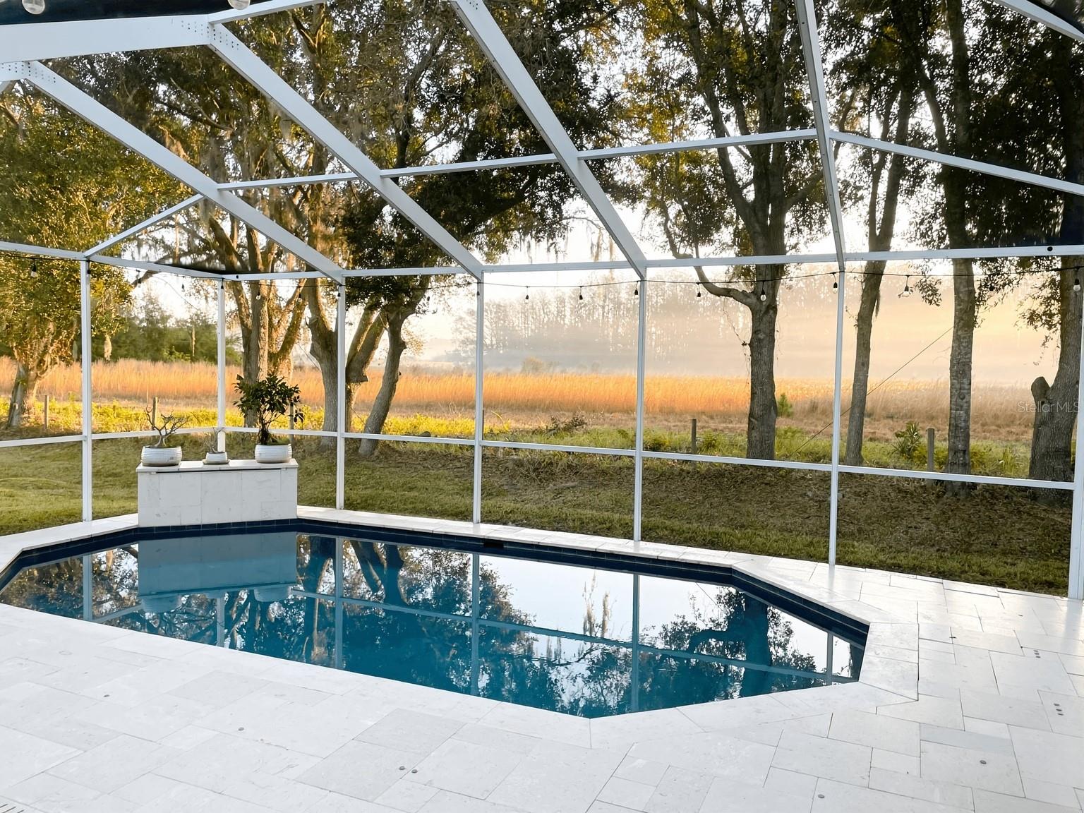 Imagine lazy days in your Heated Saltwater Pool with Travertine Pavers
