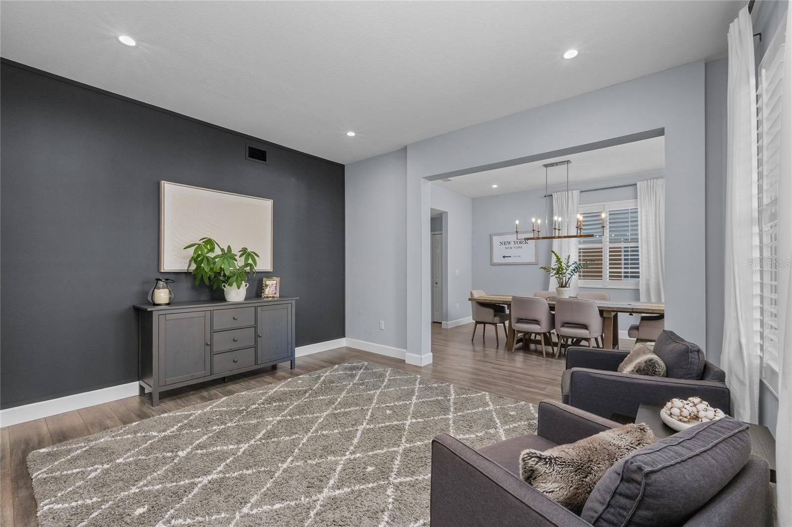 Living Room and Dining room at the front of the home