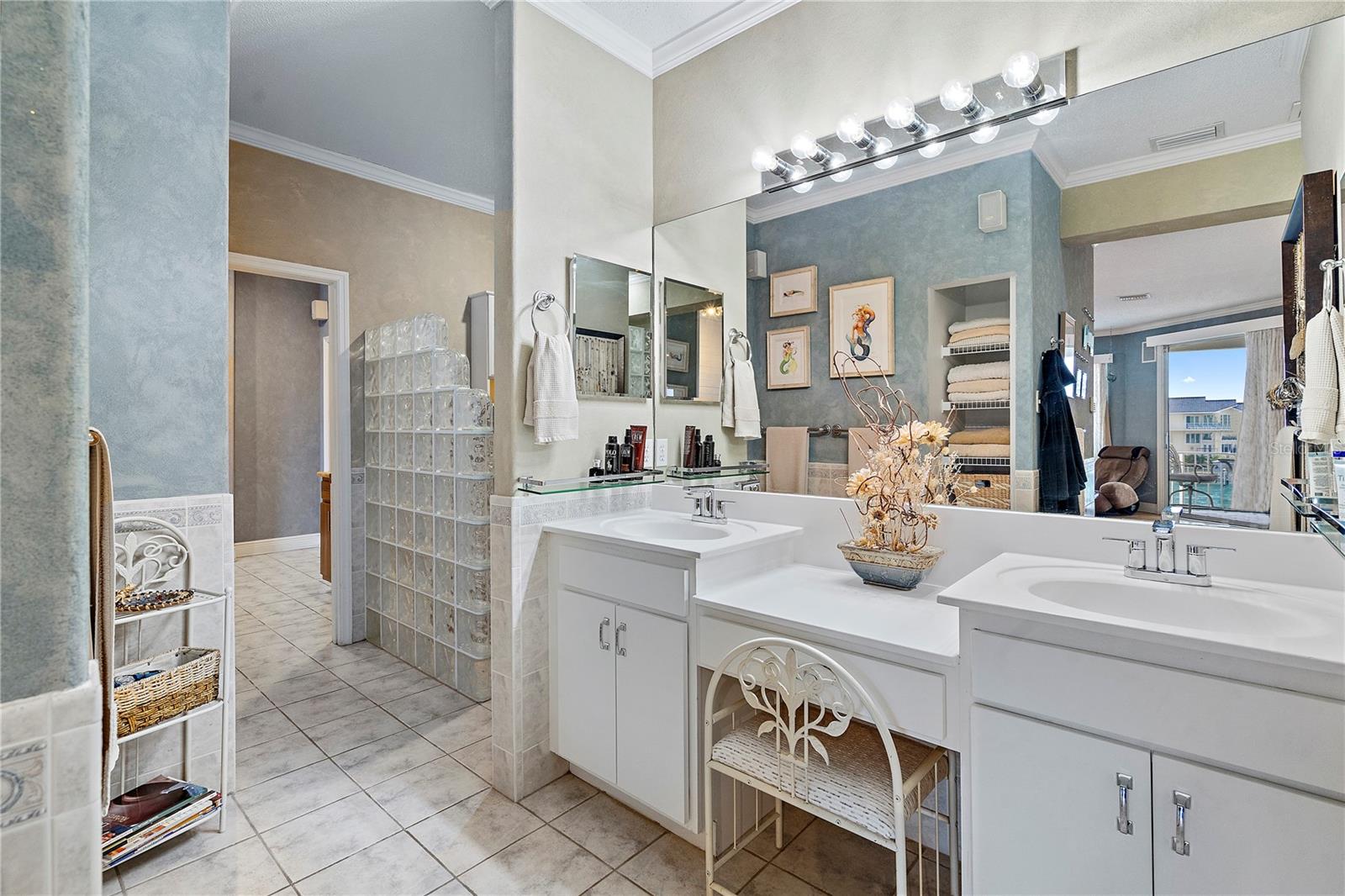 Primary Bath with raised double vanites