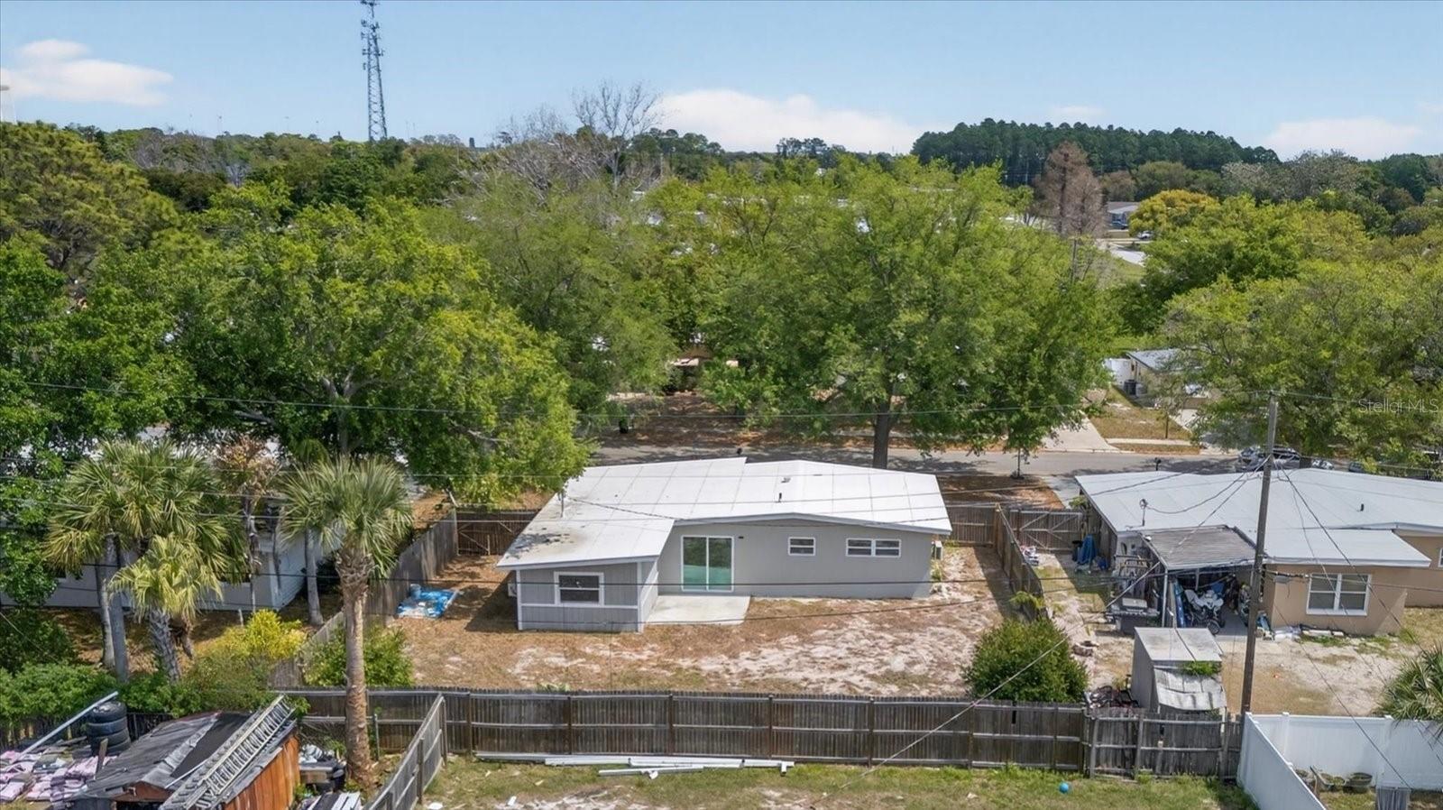 Aerial view of back yard