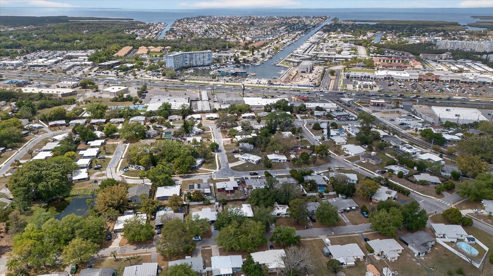 Aerial view looking west toward the Gulf