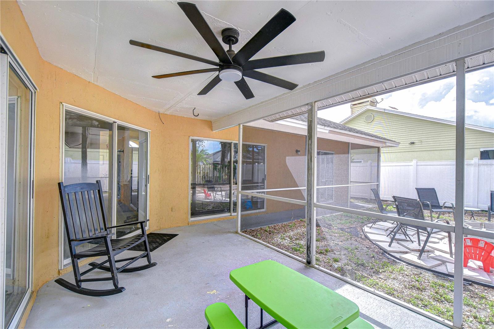 Screened patio.