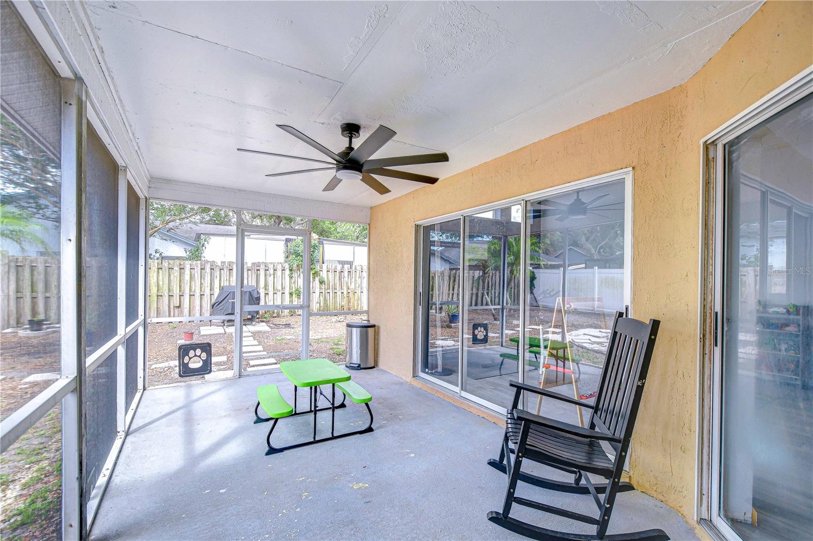 Screened patio.