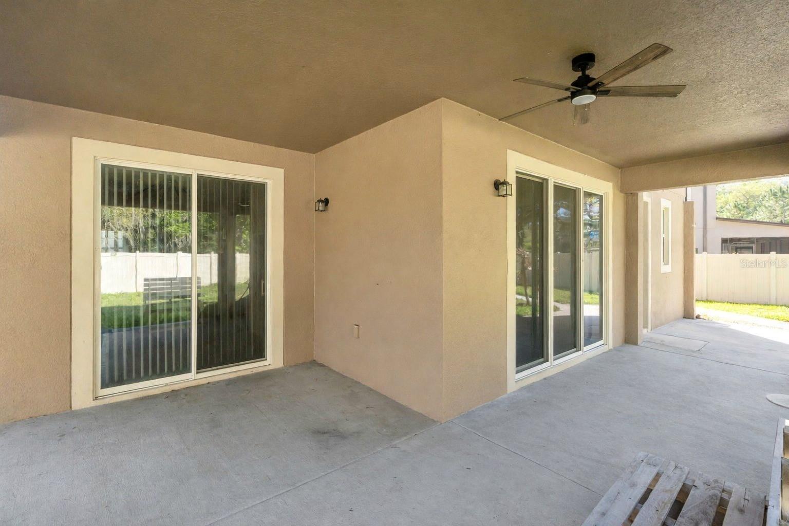 Back porch with view of both sliders