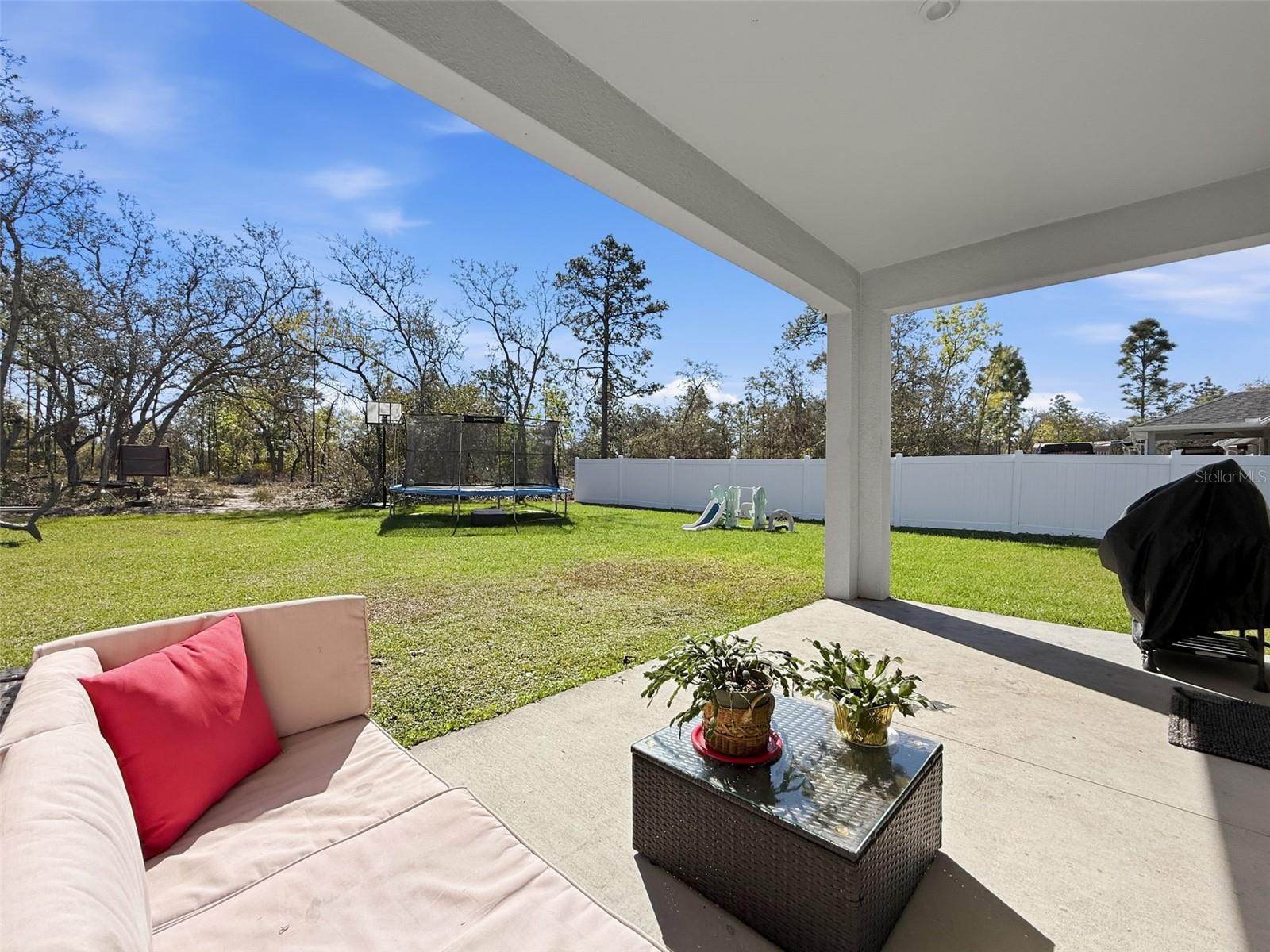 Relaxing outdoor area overlooking the backyard