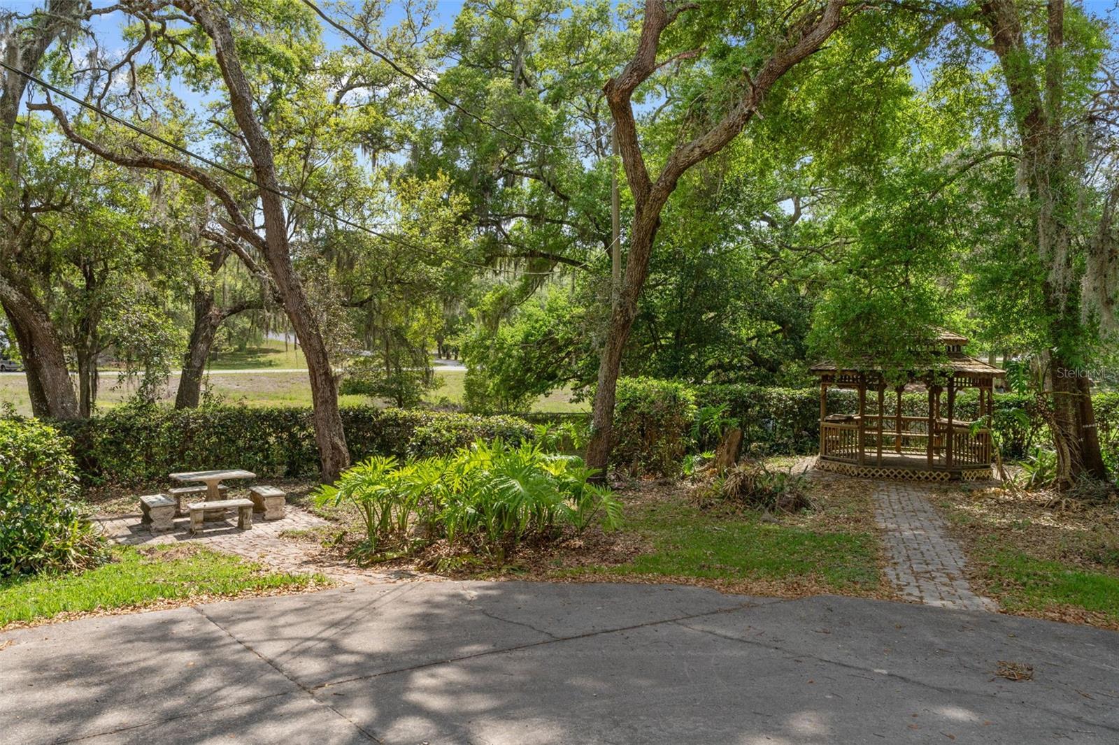Gorgeous Concrete Table and Benches and Gazebo