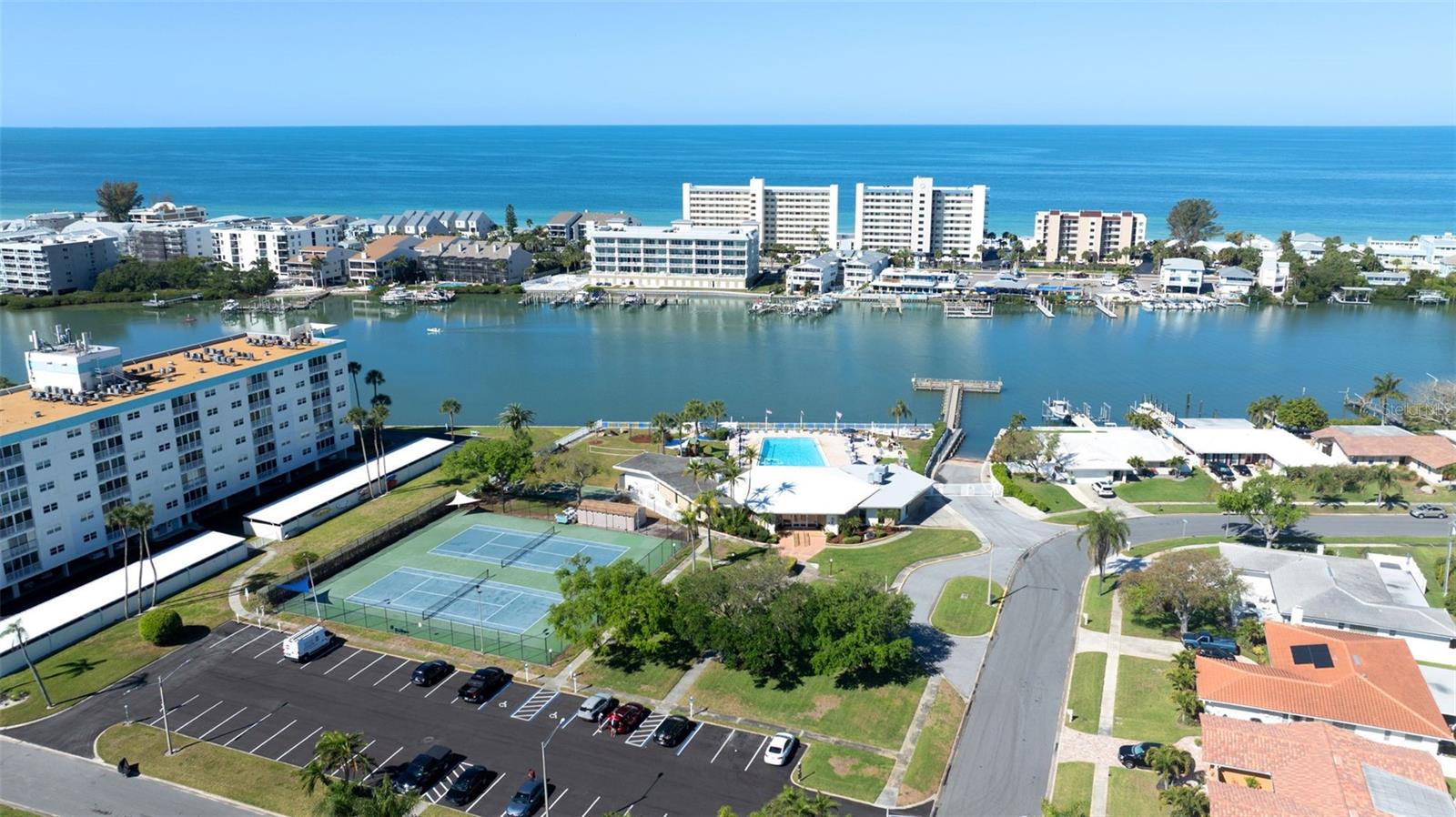 Aerial of Clubhouse and amenities.