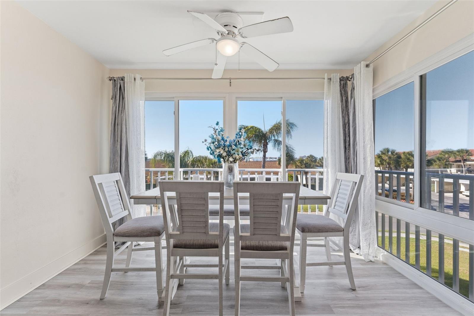 The Flordia room has hurricane impact windows and delightful views of the intracoastal.  There is truly a beachy feel here!