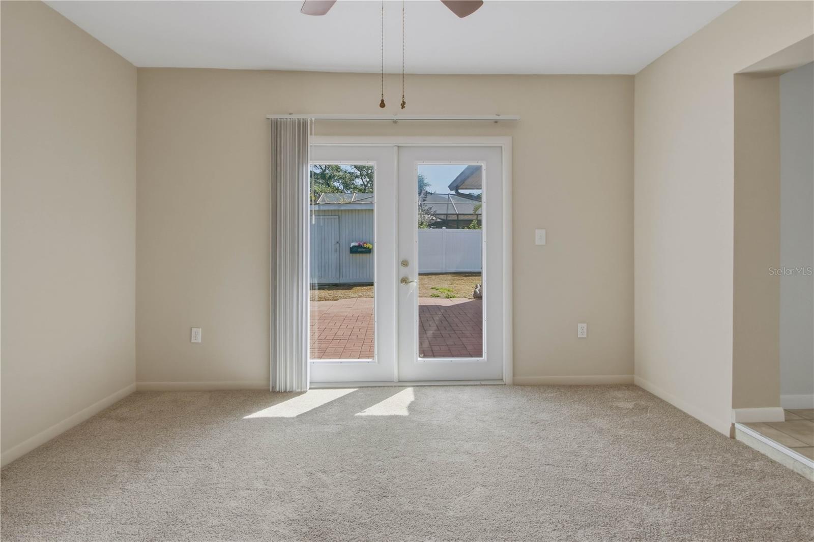 Bonus room with French Doors to the backyard