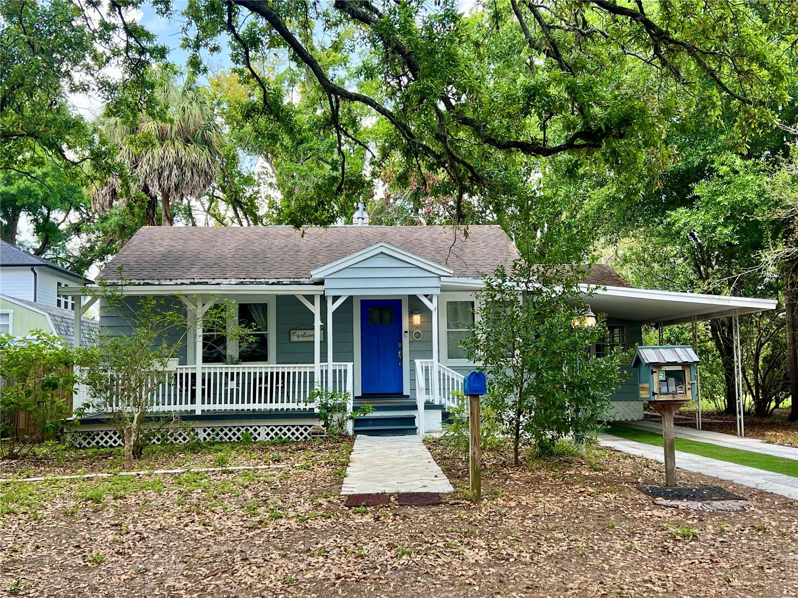 Enveloped by mature trees