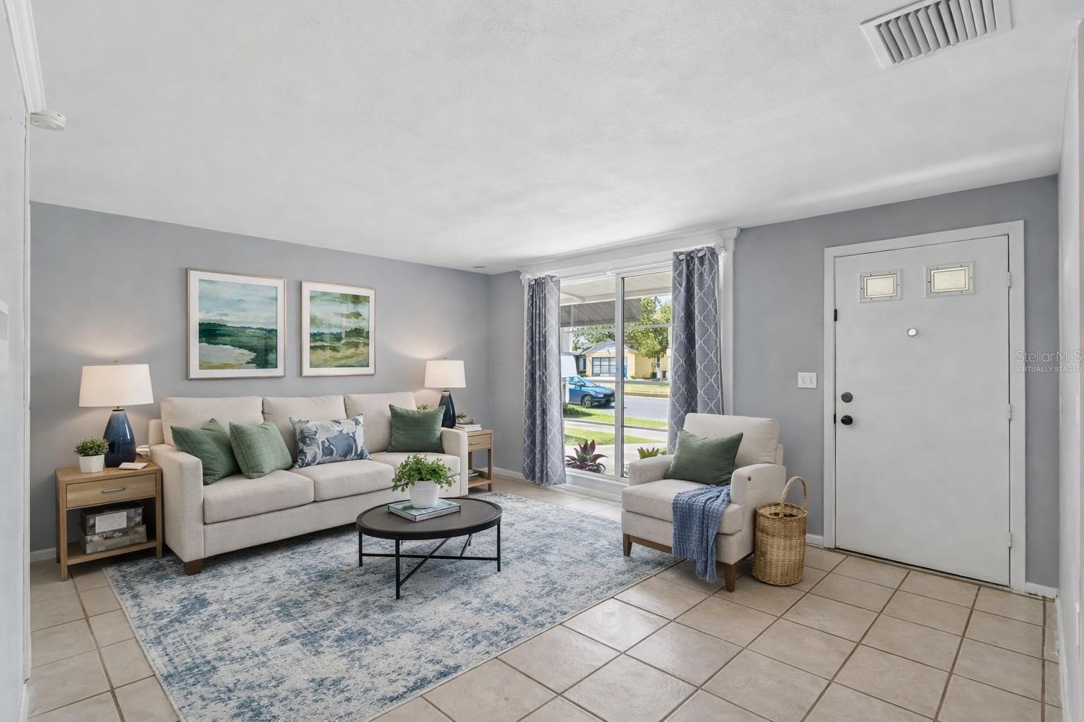 virtually staged living room