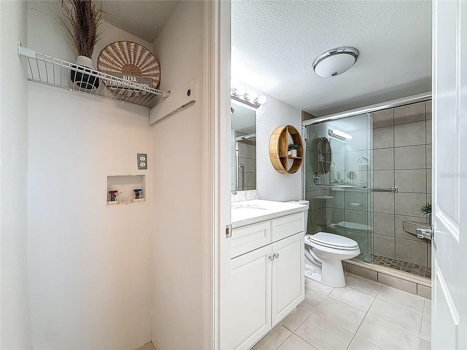 washer/ dryer hook-up and guest bath