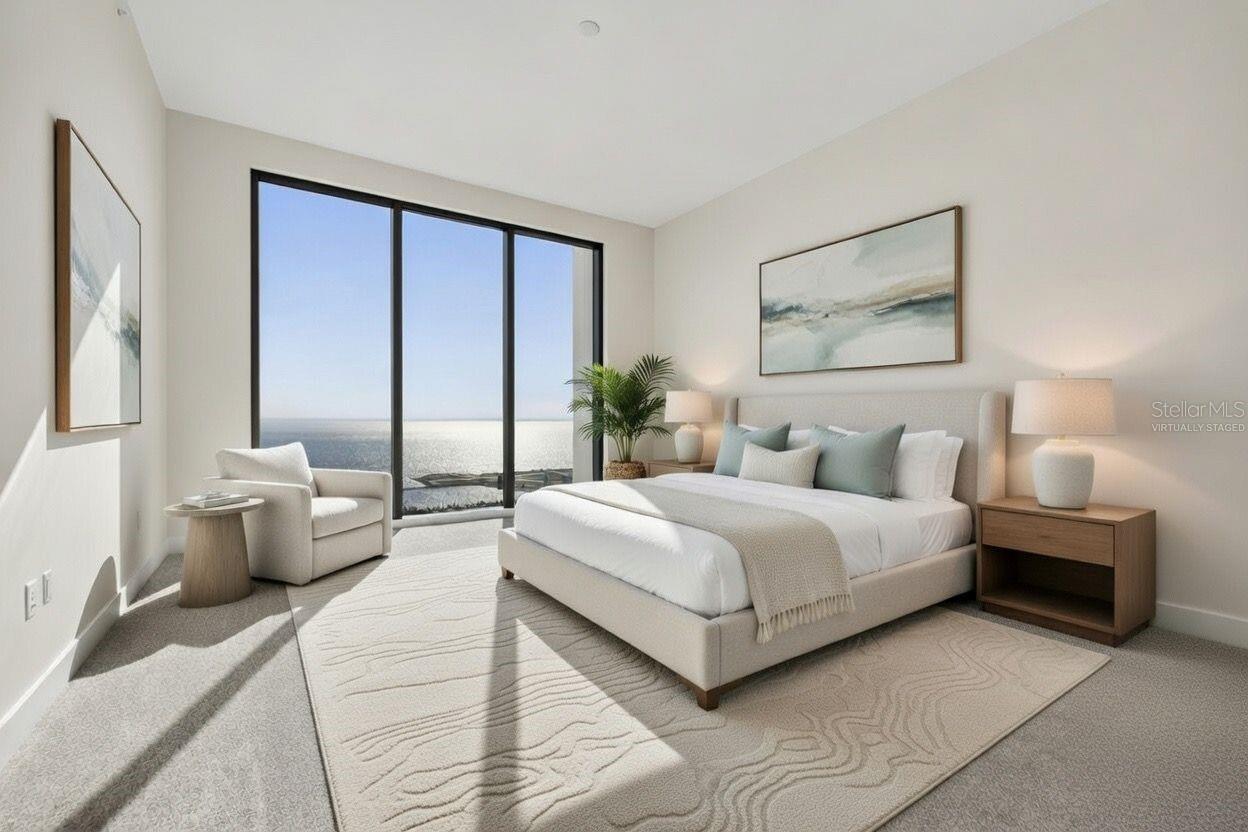 Virtually Staged- Primary Suite W/ East Facing Views, 11' Ceilings