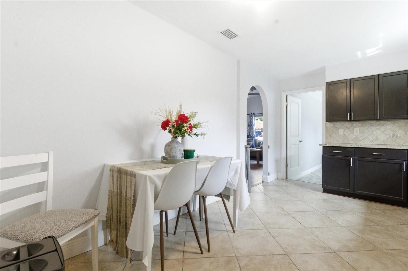 Dining area open to kitchen