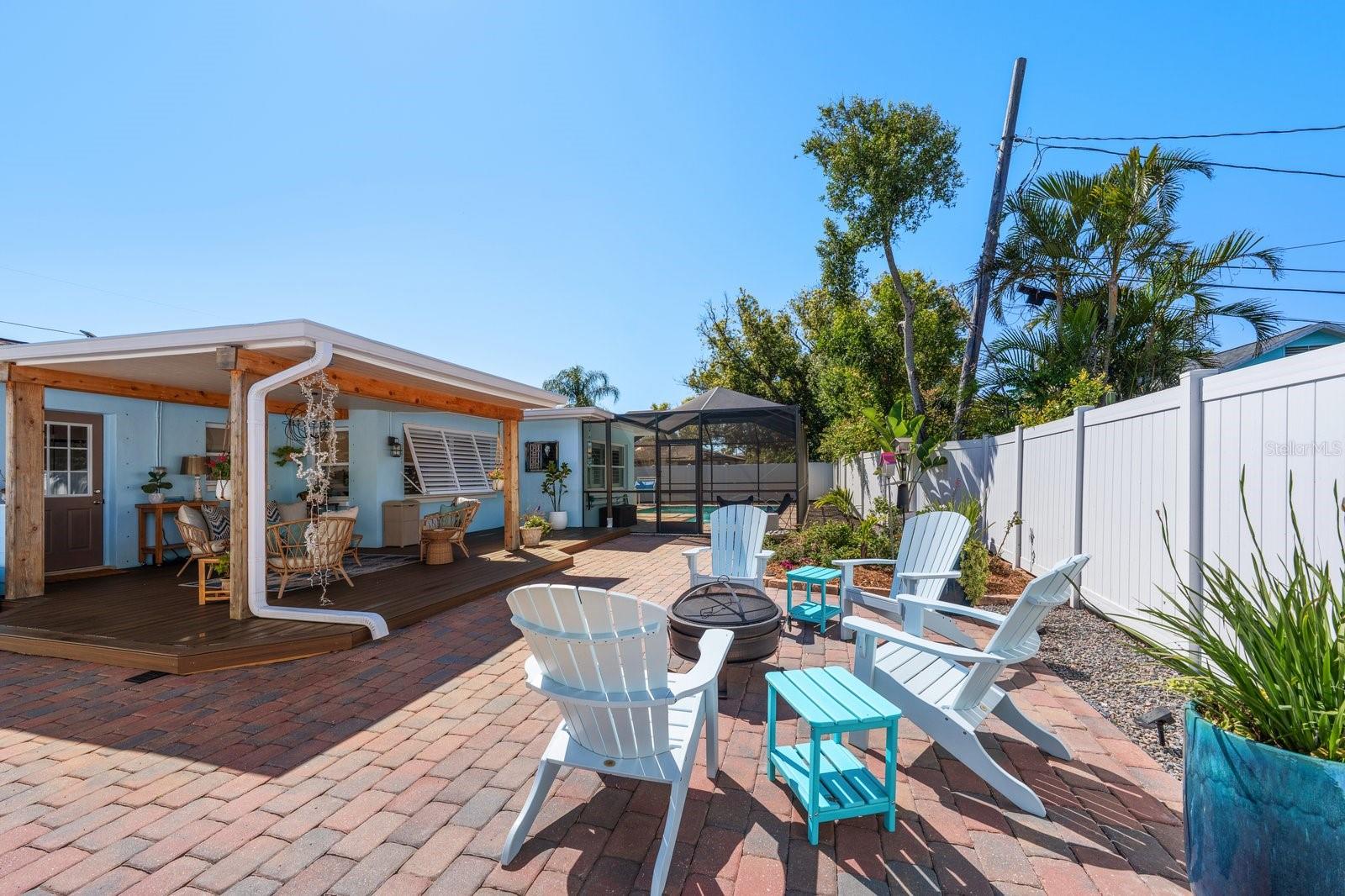 Outdoor brick-paver sitting area