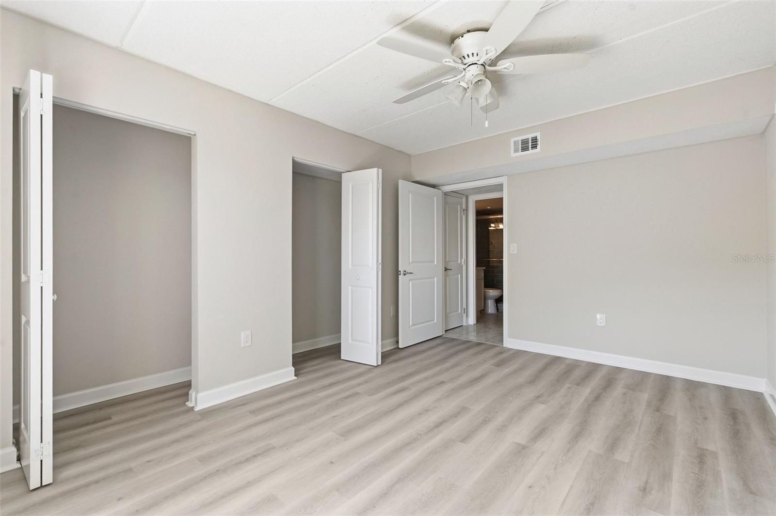 Two closets in bedroom