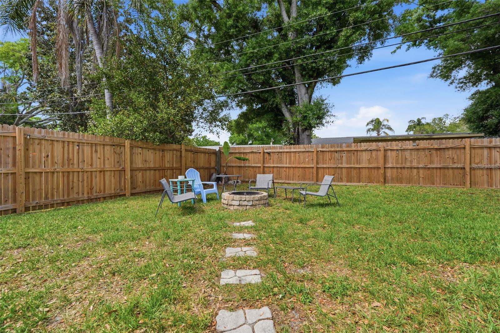 Fully fenced in yard