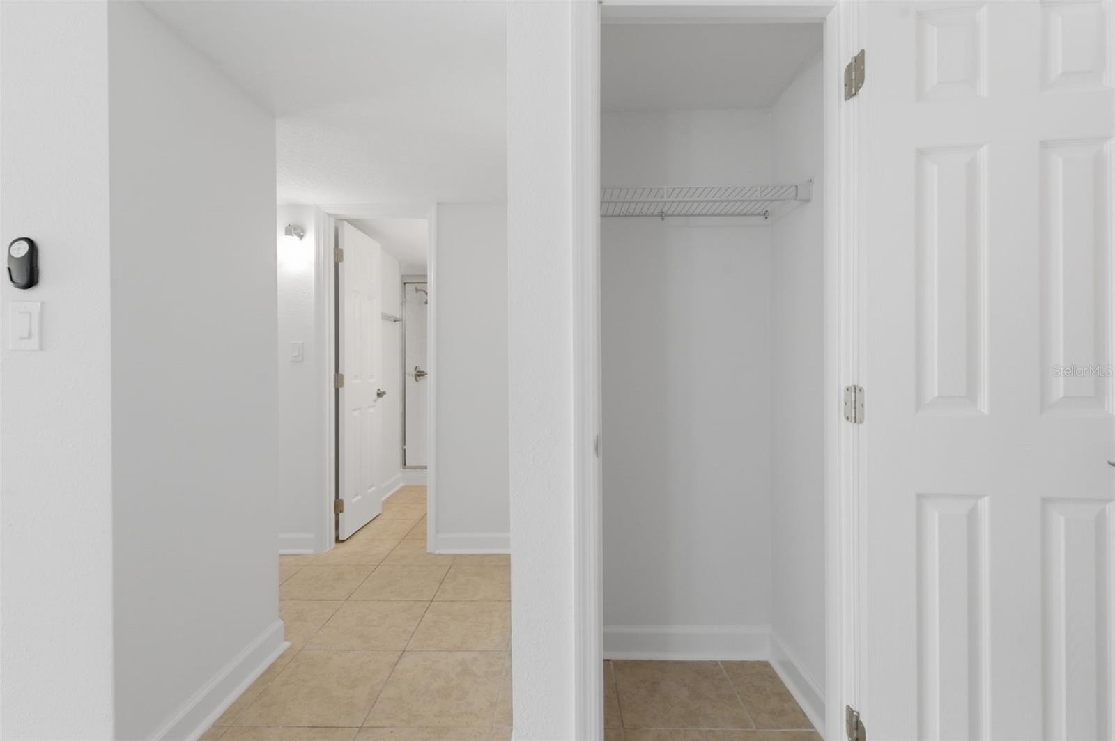 Hall closet in entry way