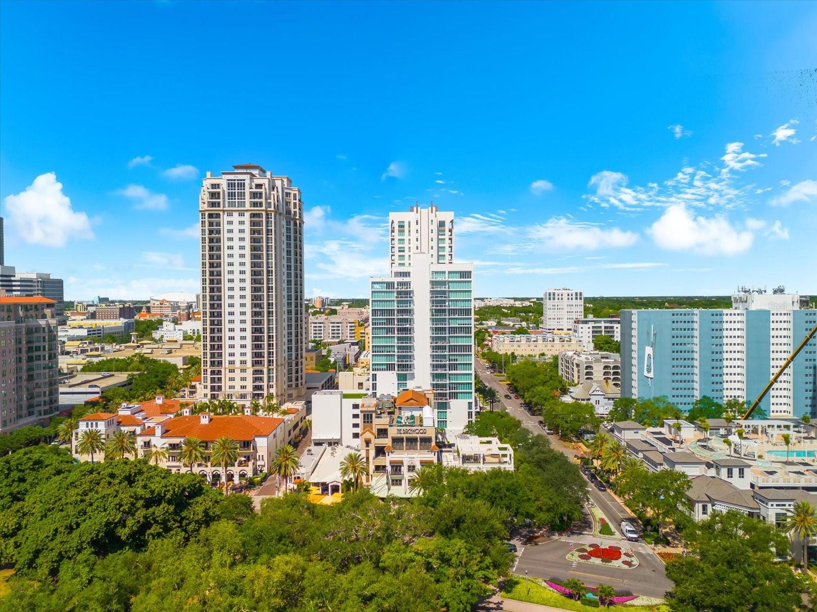 Aerial Water and Building Views