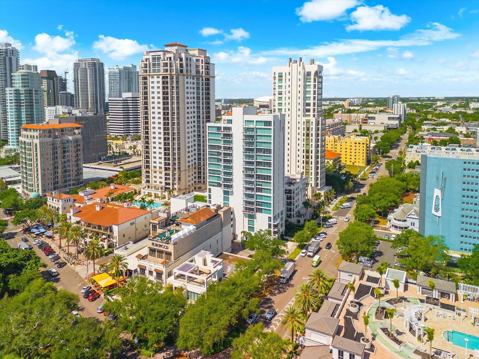 Aerial Water and Building Views
