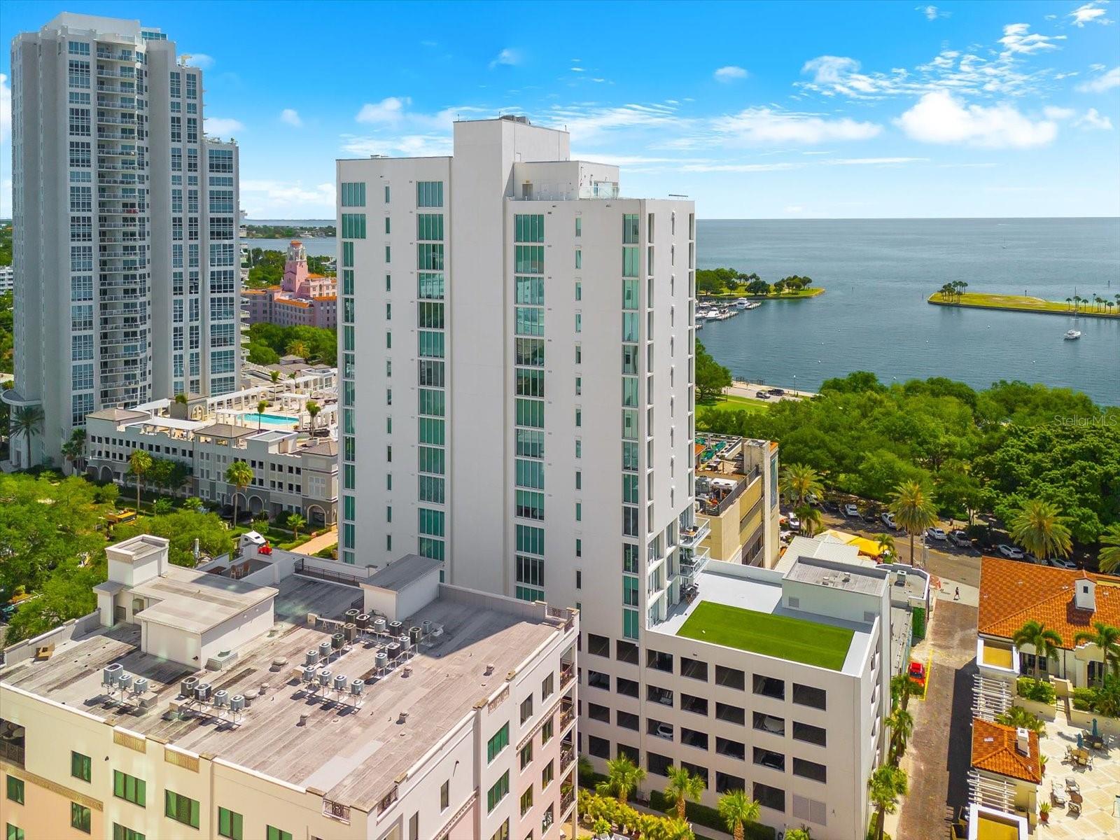 Aerial Water and Building Views