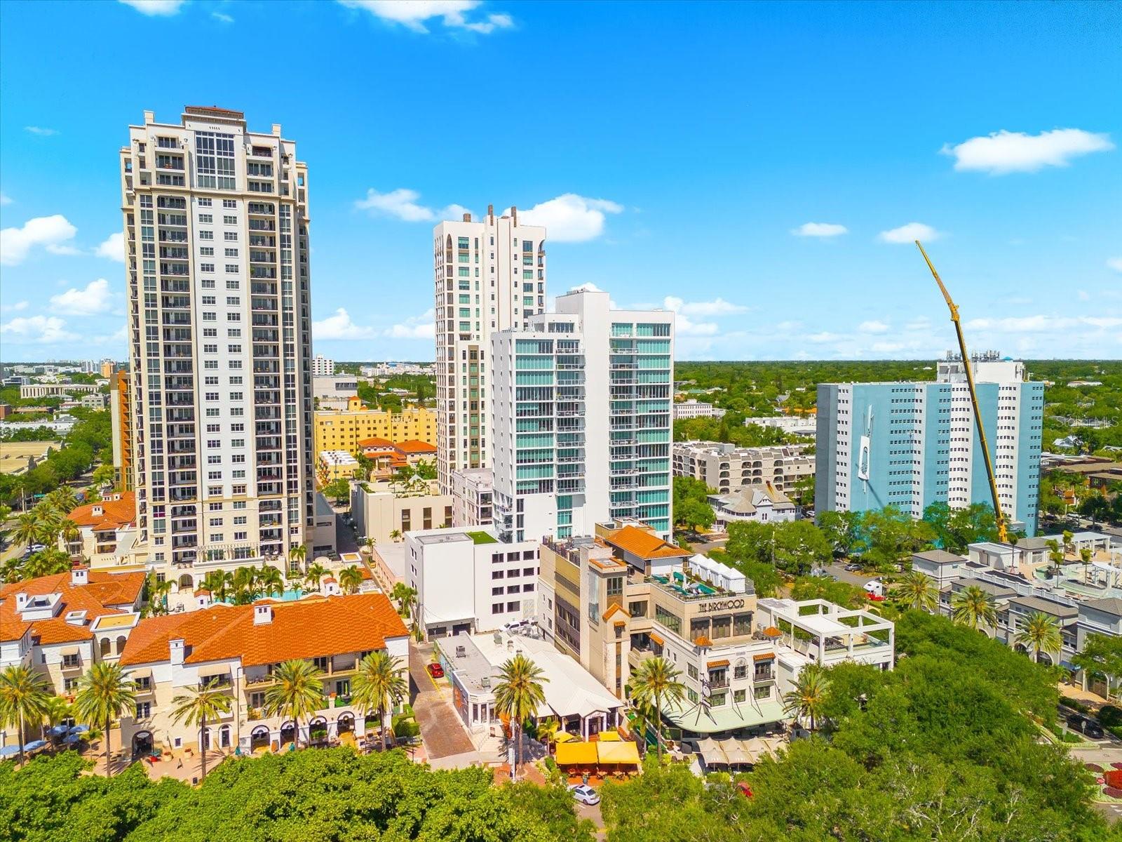 Aerial Water and Building Views