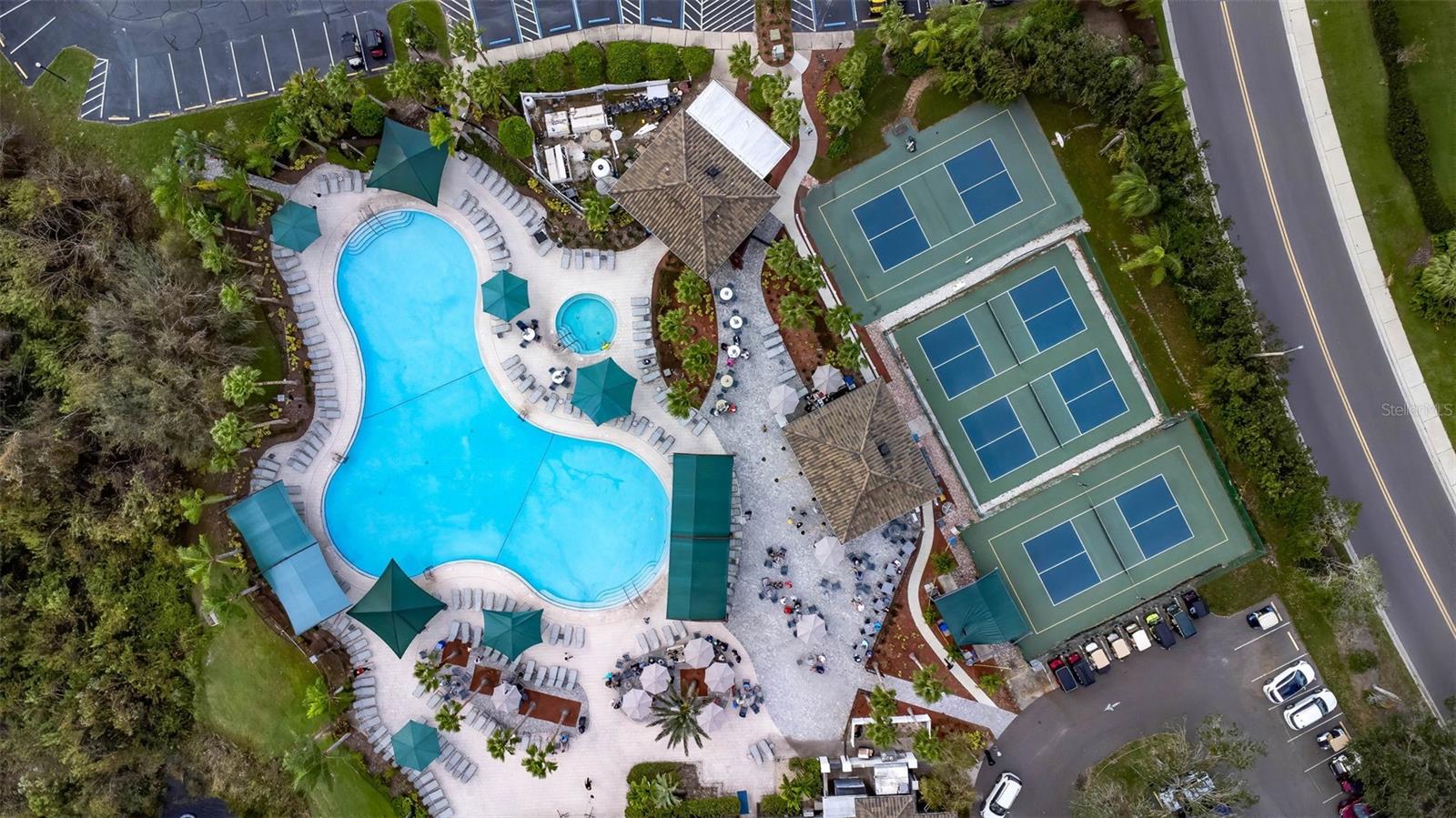 Aerial View of Kings Point Community Pool & Sport Courts