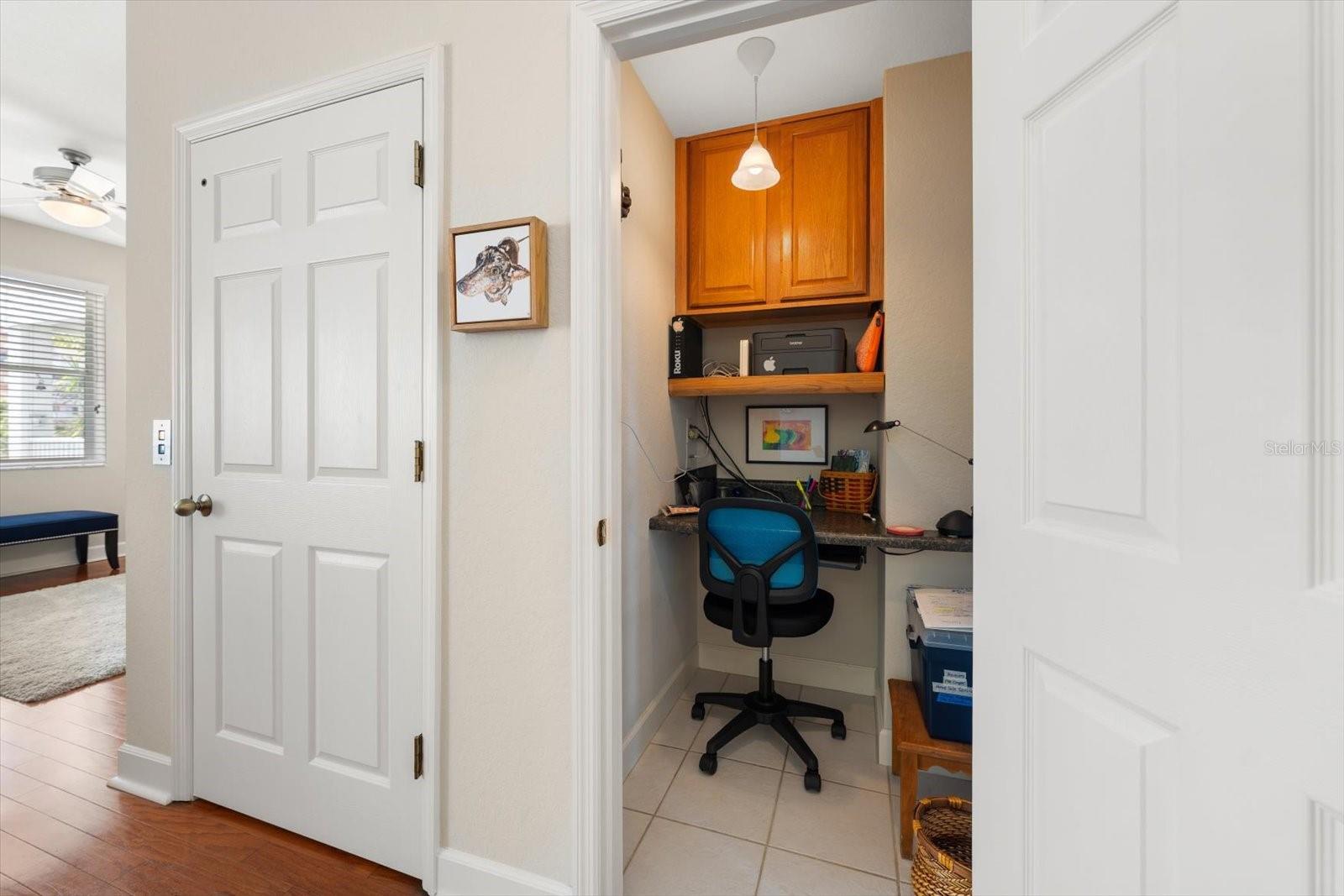 Smartly reimagined, this integrated office nook offers the perfect quiet workspace.