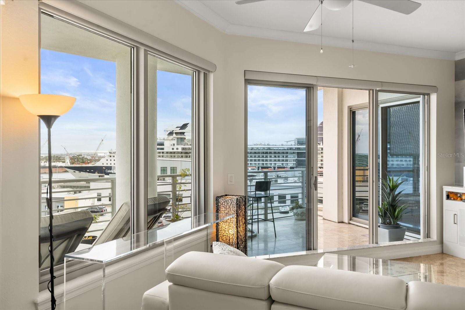 Perfect view of all cruise ships coming and going.