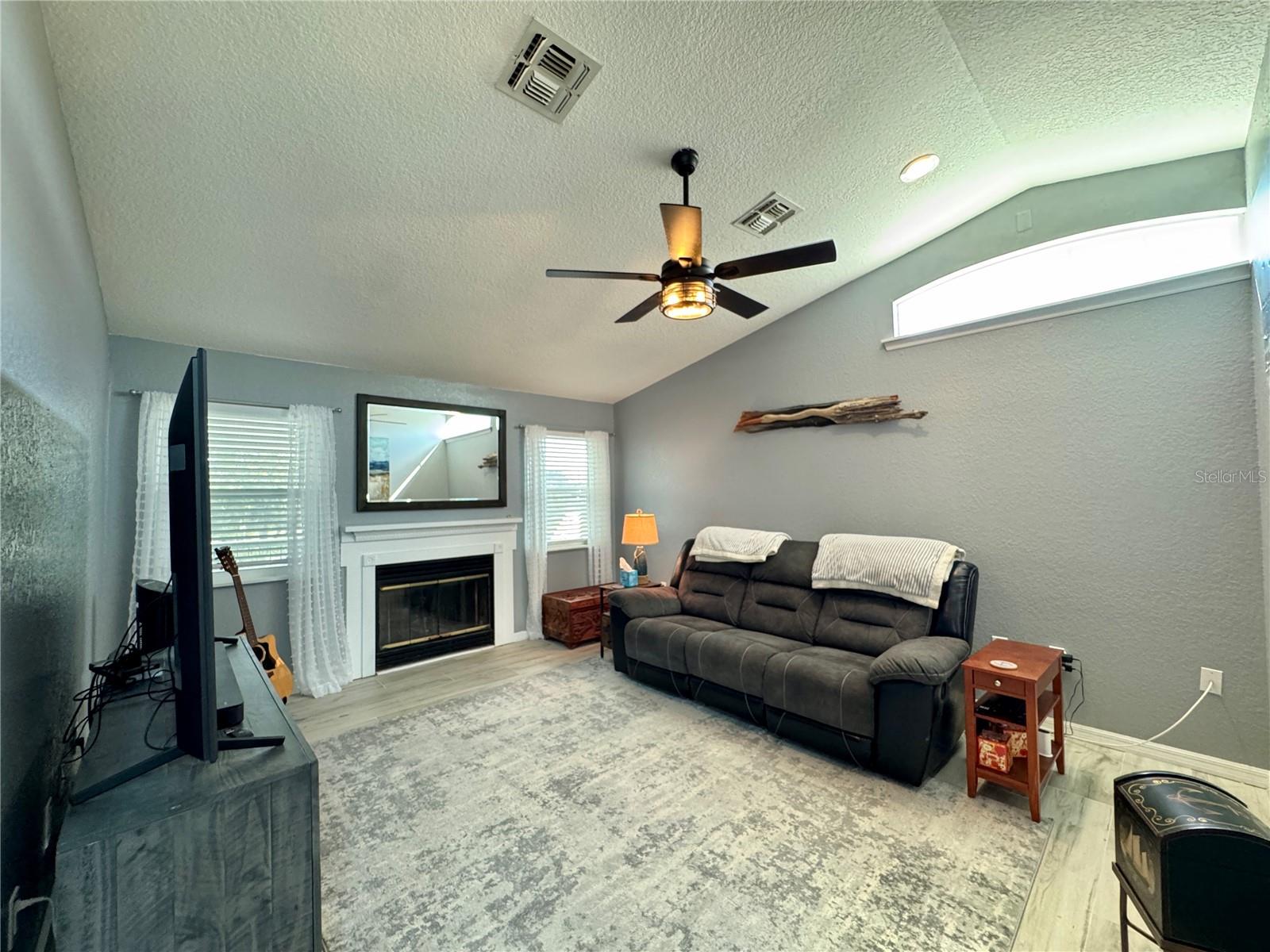 NICE SIZED LIVING ROOM WITH VAULTED CEILINGS